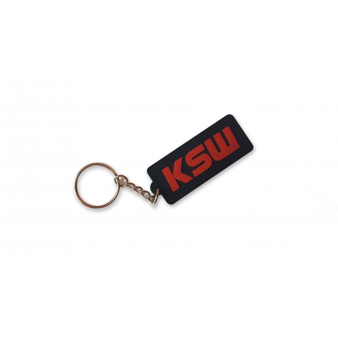 Brelok do kluczy czarny KSW gumowy z czerwonym logo