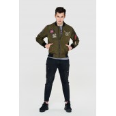 Kurtka bomberka KSW London zielona z aplikacjami Kurtka bomberka KSW London zielona z aplikacjami