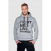 Bluza z kapturem KSW CLASSIC szara nierozpinana z nadrukiem Bluza z kapturem KSW CLASSIC szara nierozpinana z nadrukiem