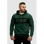 Bluza męska z kapturem KSW Basic zielona nierozpinana z haftowanym logo Bluza męska z kapturem KSW Basic zielona nierozpinana z haftowanym logo