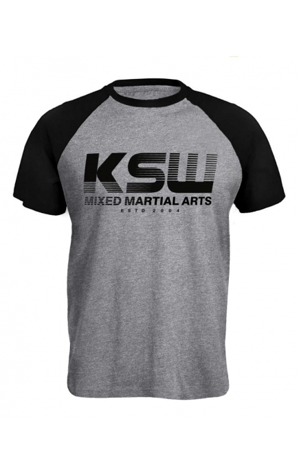T shirt męski KSW CLASSIC szary z czarnymi rękawkami i nadrukiem