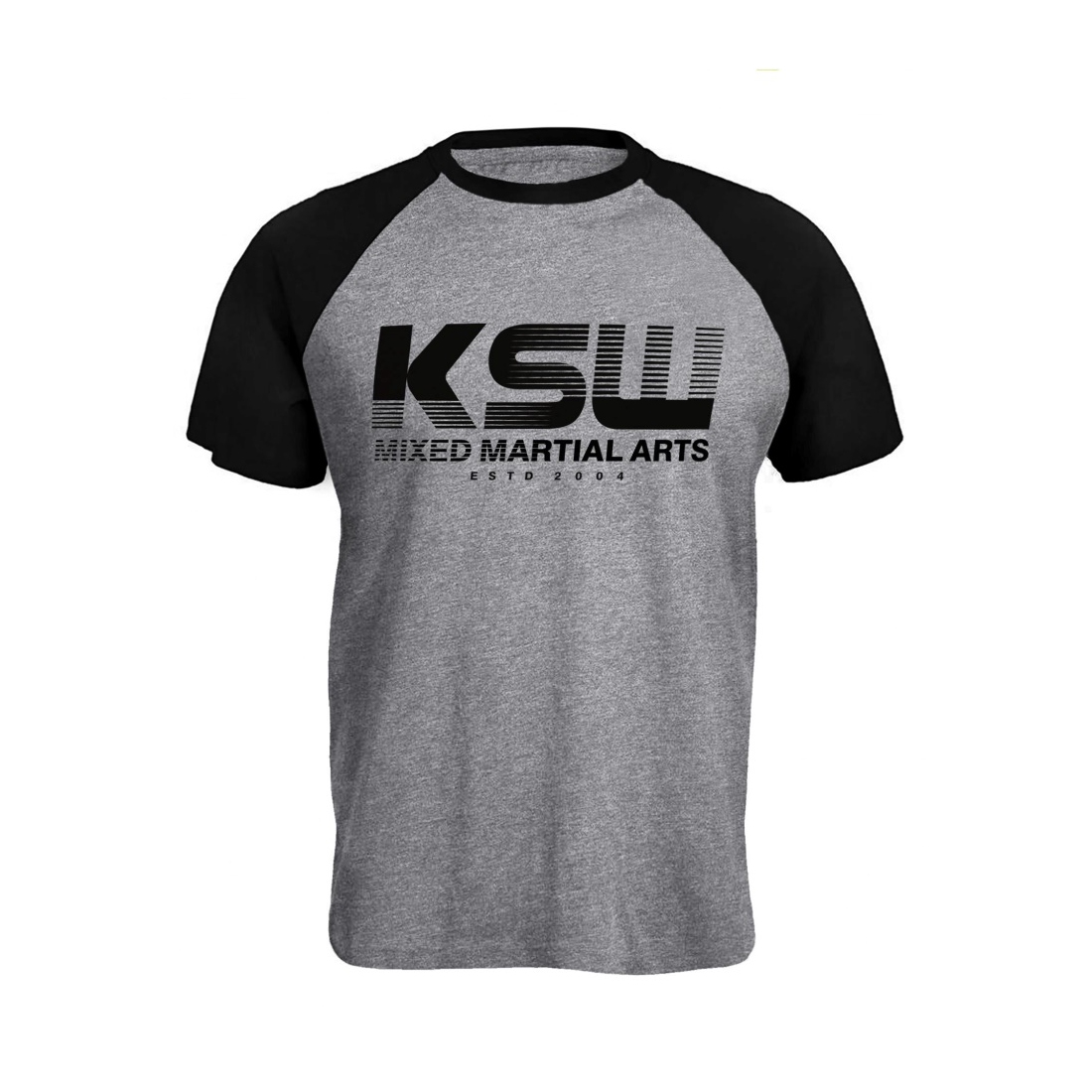 T shirt męski KSW CLASSIC szary z czarnymi rękawkami i nadrukiem