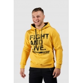 Bluza męska z kapturem KSW CLASSIC nierozpinana żółta z nadrukiem Bluza męska z kapturem KSW CLASSIC nierozpinana żółta z nadrukiem