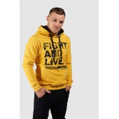 Bluza męska z kapturem KSW CLASSIC nierozpinana żółta z nadrukiem Bluza męska z kapturem KSW CLASSIC nierozpinana żółta z nadrukiem