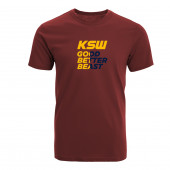 T-shirt męski bordowy KSW z żółto-granatowym nadrukiem