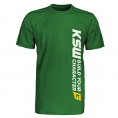 T-shirt męski KSW CAGE zielony z biało-żółtym nadrukiem