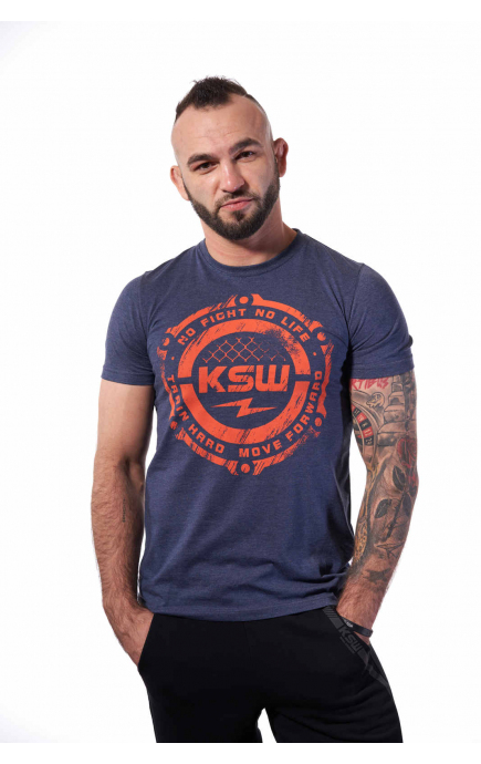 T-shirt męski melanżowy KSW STORM z pomarańczowym nadrukiem