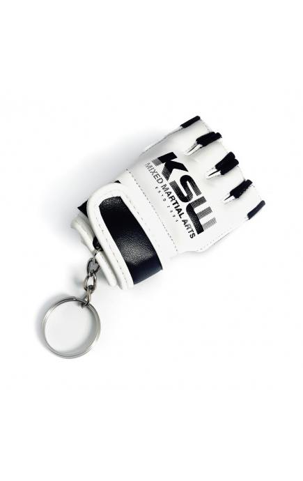 Brelok do kluczy rękawica MMA KSW skórzany biały z czarnym logo