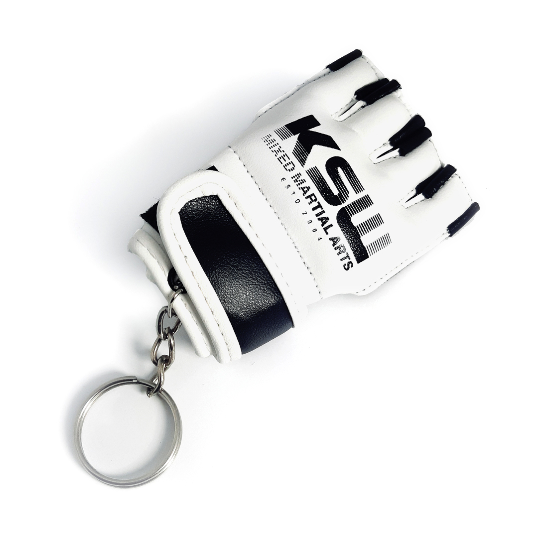 Brelok do kluczy rękawica MMA KSW skórzany biały z czarnym logo