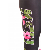 Nogawka legginsów damskich sportowych JUNGLE KSW z kwiatowym logo KSW Nogawka legginsów damskich sportowych JUNGLE KSW z kwiatowym logo KSW