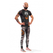 Legginsy męskie sportowe KSW MAD VIKING czarne z szarymi i pomarańczowymi wstawkami Legginsy męskie sportowe KSW MAD VIKING czarne z szarymi i pomarańczowymi wstawkami
