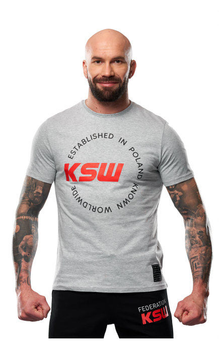 T-shirt męski KSW CAGE GREY