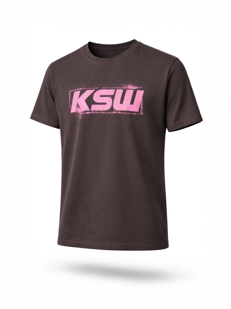 T-shirt brąz z logo spray