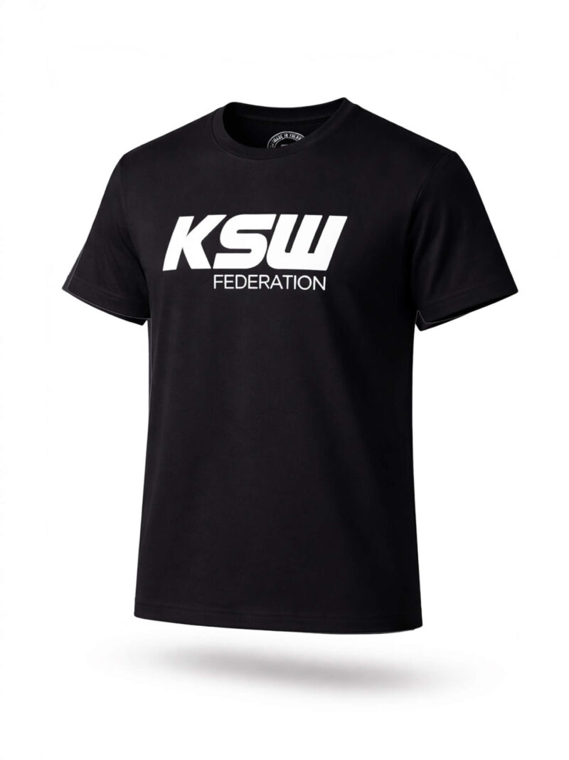 Czarny T-shirt KSW z białym Logo