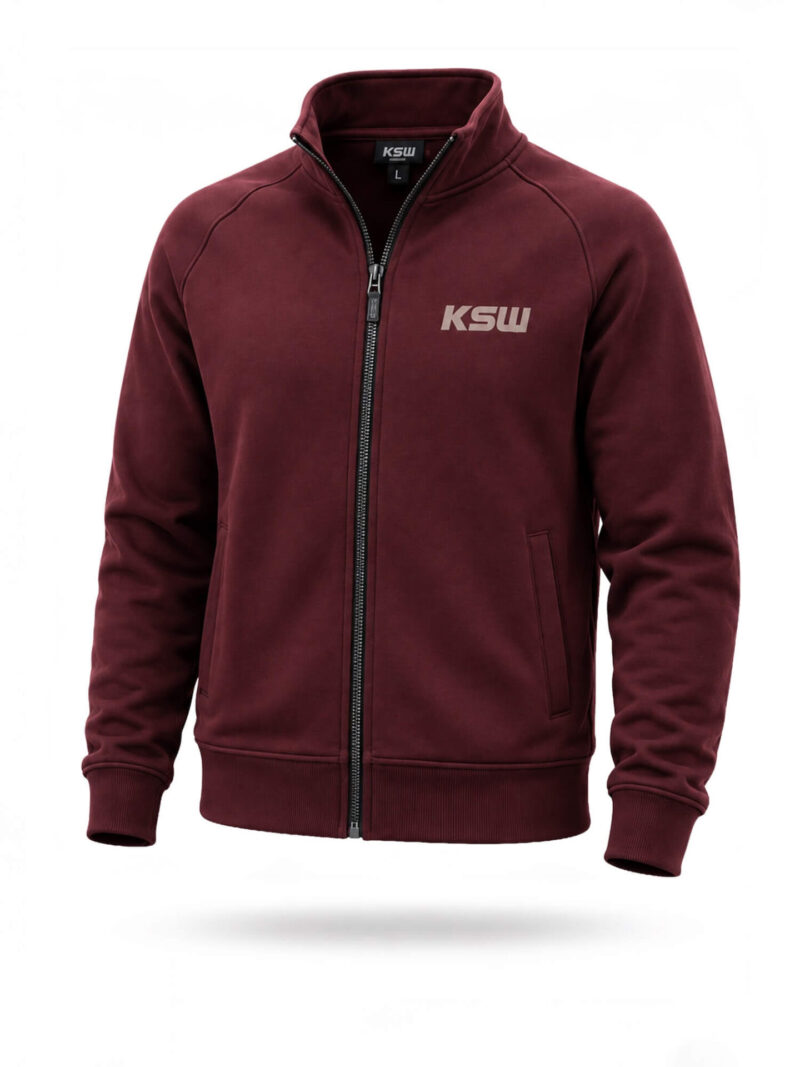 CZERWONA BLUZA ROZPIANANA KSW przód Bluza KSW Zip – Burgundy