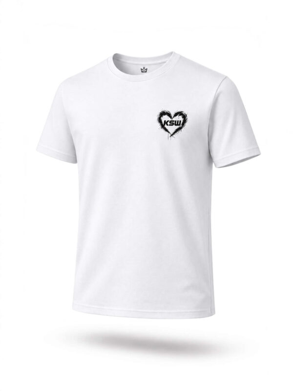 TSHIRT LOVE FIGHT WIN WHITE przód T-shirt KSW Heart – White
