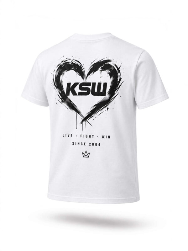 TSHIRT LOVE FIGHT WIN WHITE tył T-shirt KSW Heart – White